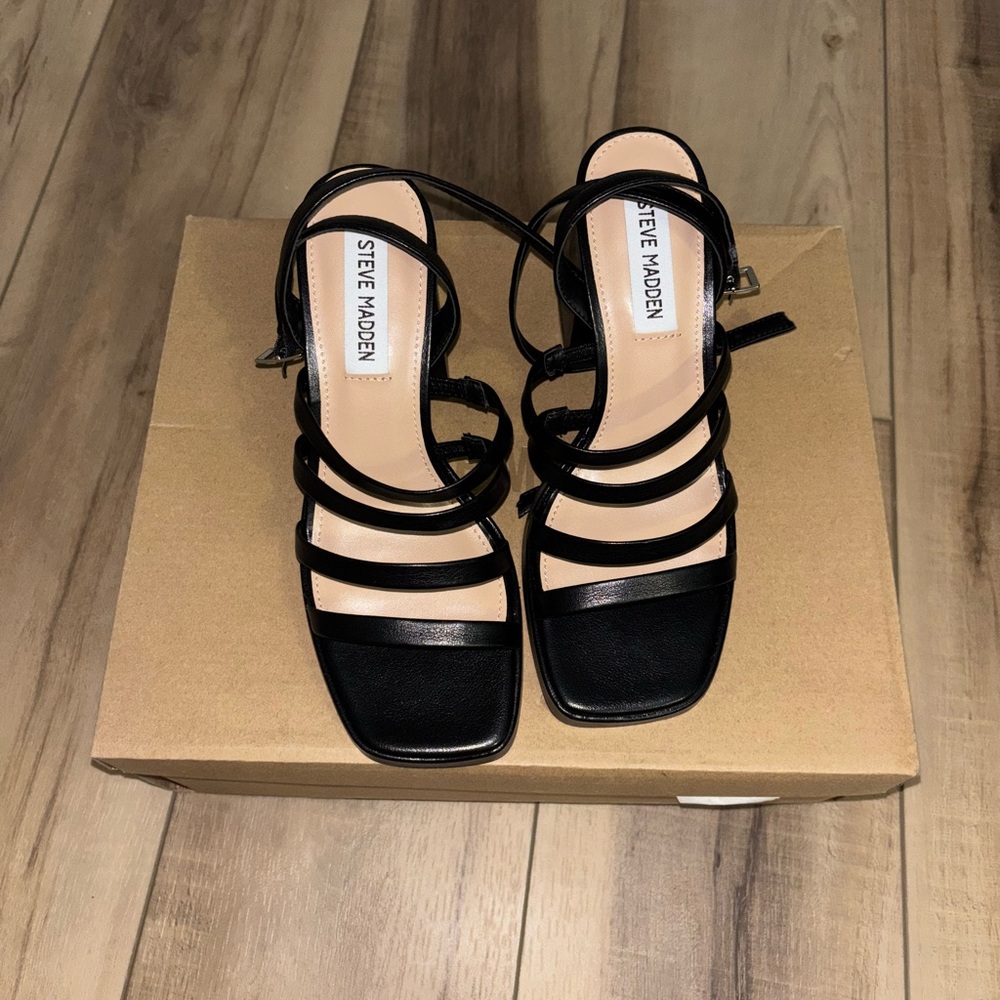 Steve Madden Black Strappy Sandals